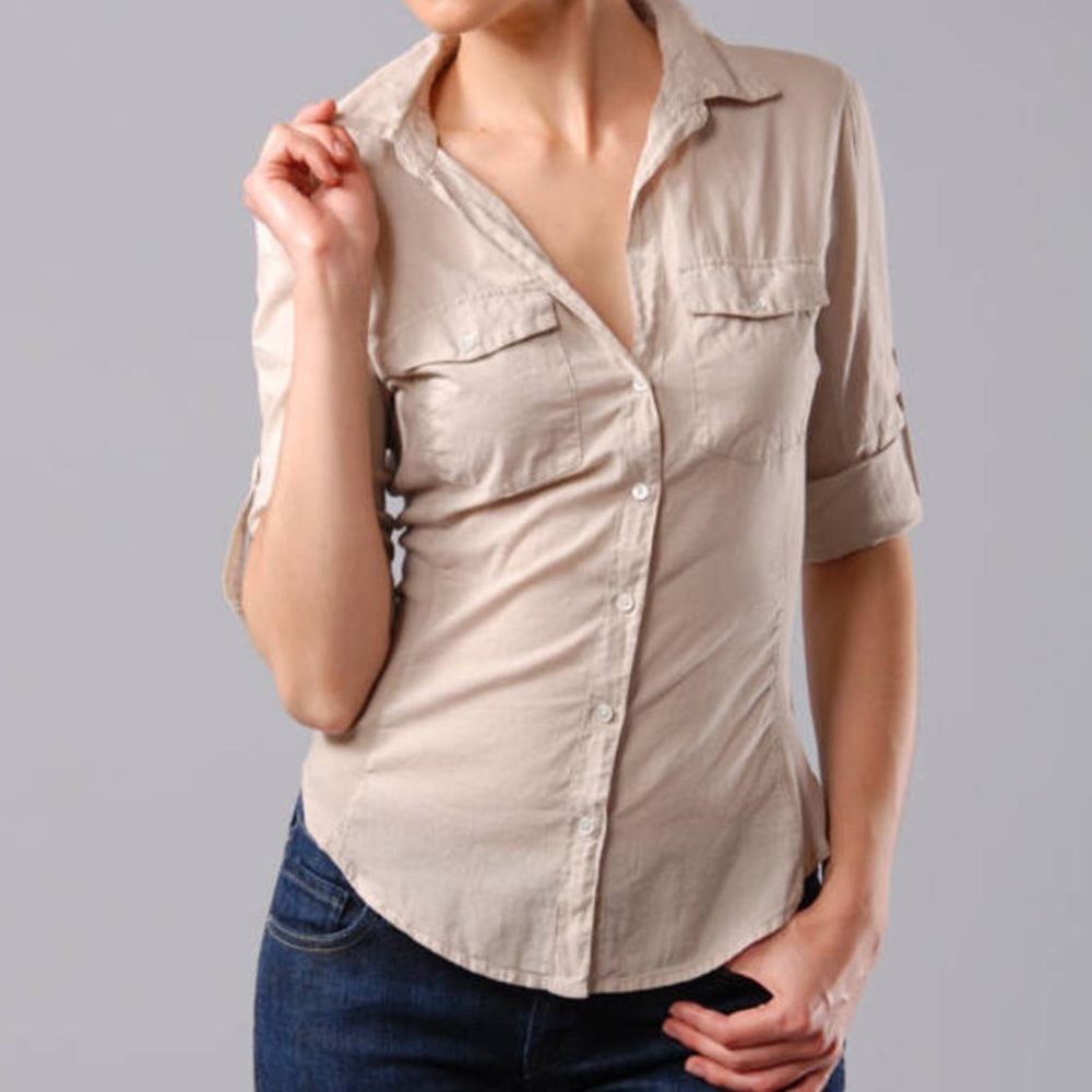 James Perse Panel Short sleeve Shirt Size M